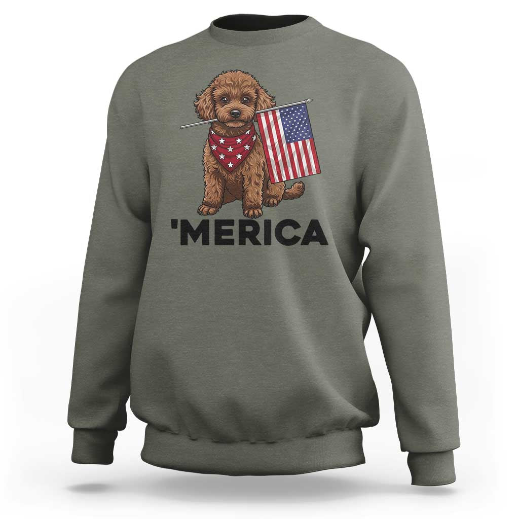Patriotic Poodle Mom Dad Gift Sweatshirt Merica 4th Of July