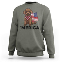 Patriotic Poodle Mom Dad Gift Sweatshirt Merica 4th Of July