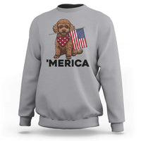 Patriotic Poodle Mom Dad Gift Sweatshirt Merica 4th Of July