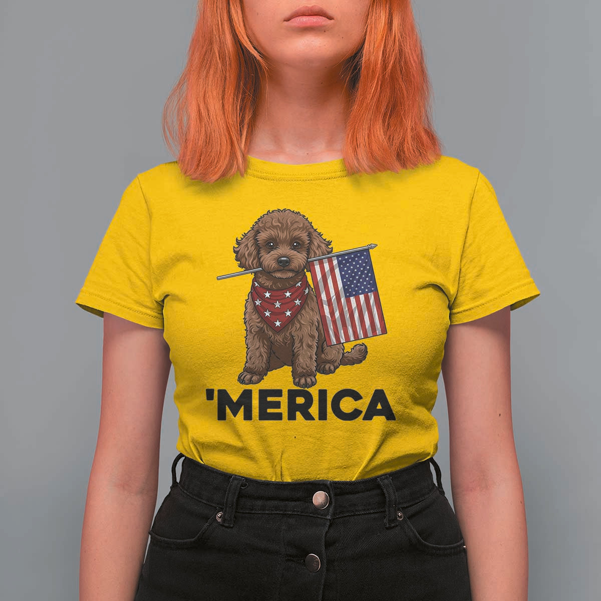 Patriotic Poodle Mom Dad Gift T Shirt For Women Merica 4th Of July