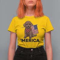 Patriotic Poodle Mom Dad Gift T Shirt For Women Merica 4th Of July