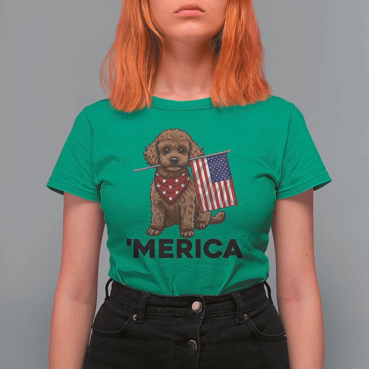 Patriotic Poodle Mom Dad Gift T Shirt For Women Merica 4th Of July