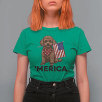 Patriotic Poodle Mom Dad Gift T Shirt For Women Merica 4th Of July
