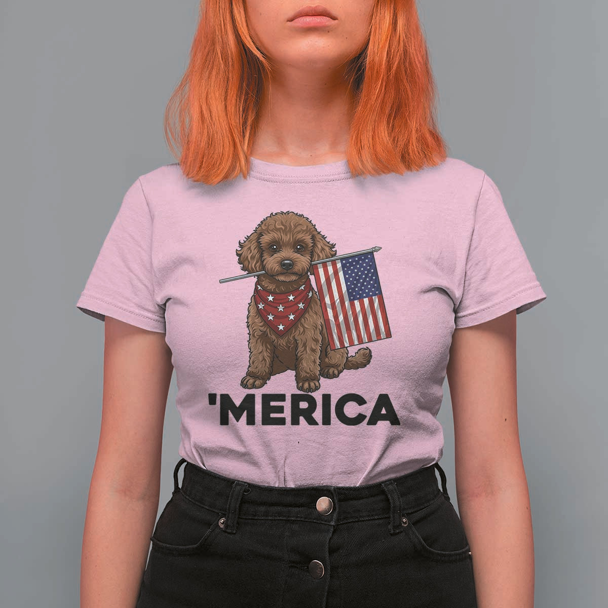 Patriotic Poodle Mom Dad Gift T Shirt For Women Merica 4th Of July