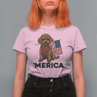 Patriotic Poodle Mom Dad Gift T Shirt For Women Merica 4th Of July