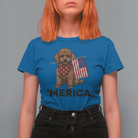 Patriotic Poodle Mom Dad Gift T Shirt For Women Merica 4th Of July
