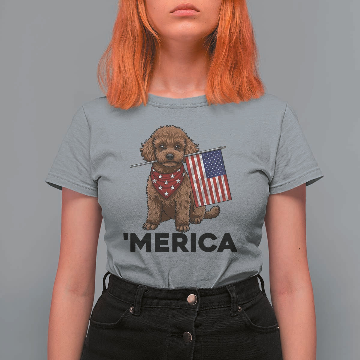 Patriotic Poodle Mom Dad Gift T Shirt For Women Merica 4th Of July