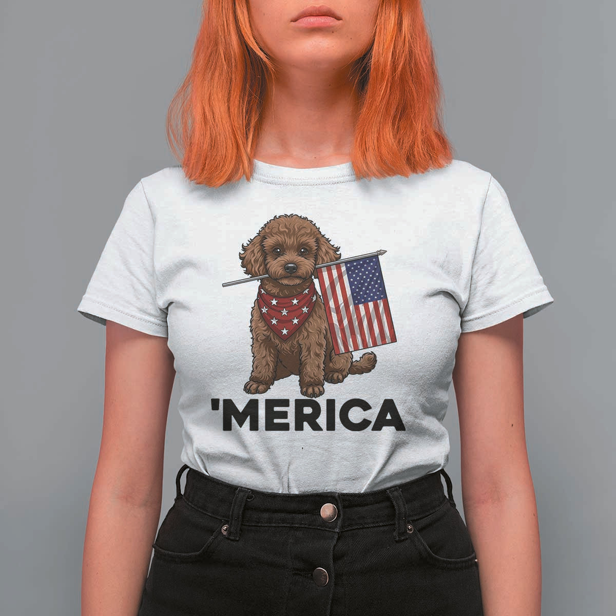 Patriotic Poodle Mom Dad Gift T Shirt For Women Merica 4th Of July
