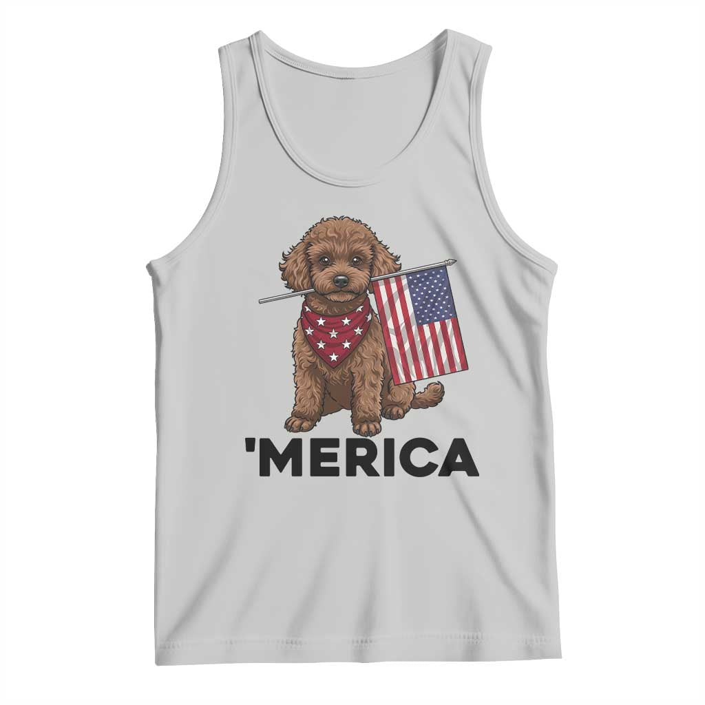 Patriotic Poodle Mom Dad Gift Tank Top Merica 4th Of July