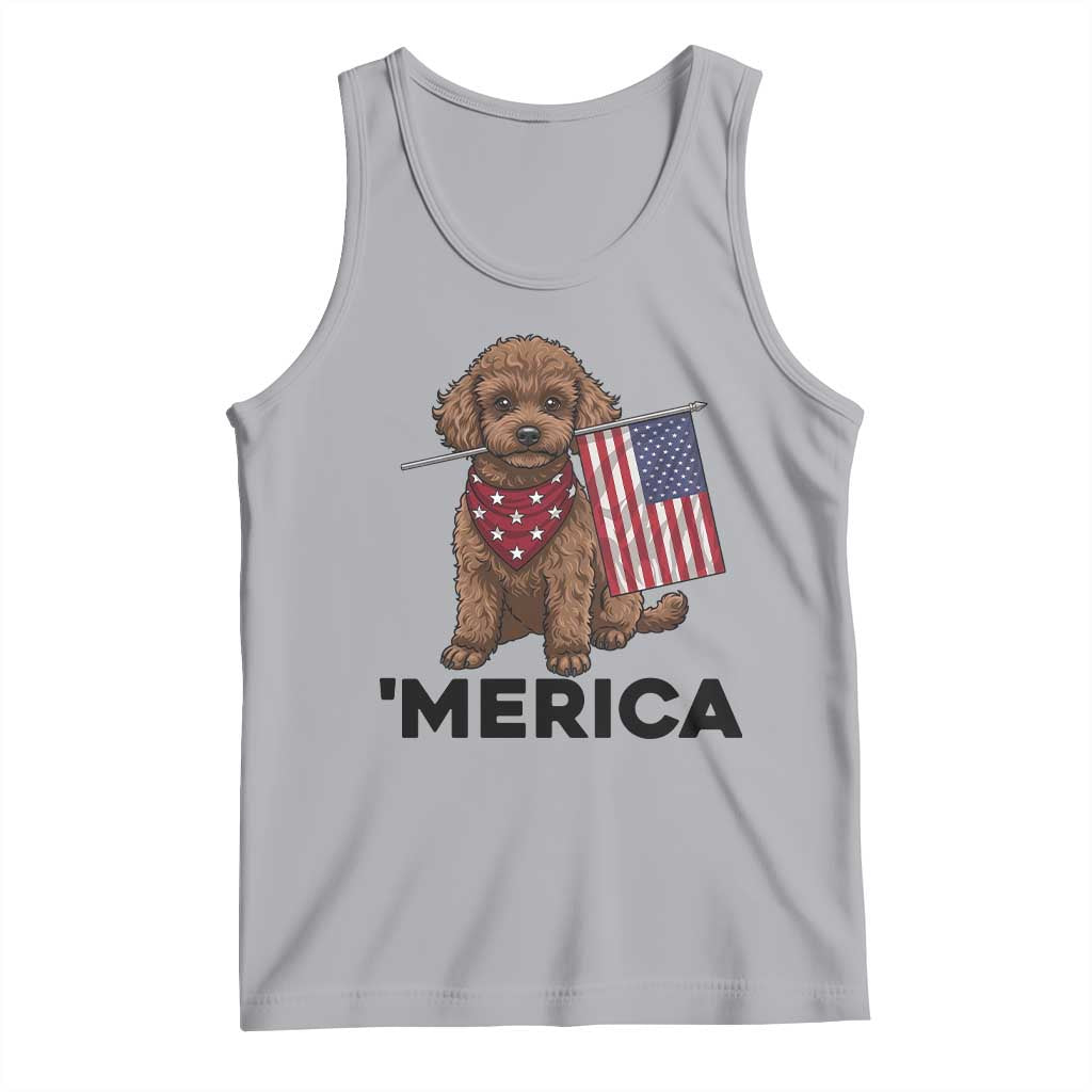 Patriotic Poodle Mom Dad Gift Tank Top Merica 4th Of July