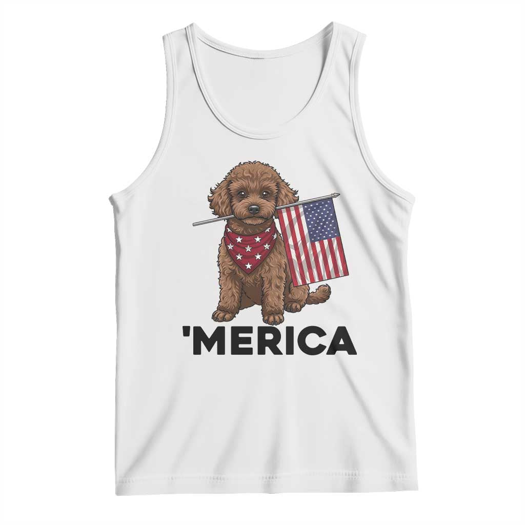 Patriotic Poodle Mom Dad Gift Tank Top Merica 4th Of July