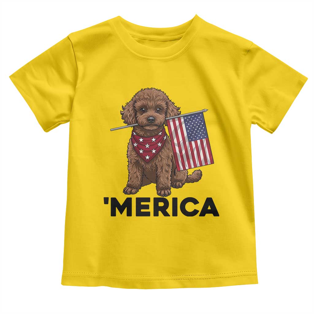 Patriotic Poodle Mom Dad Gift Toddler T Shirt Merica 4th Of July