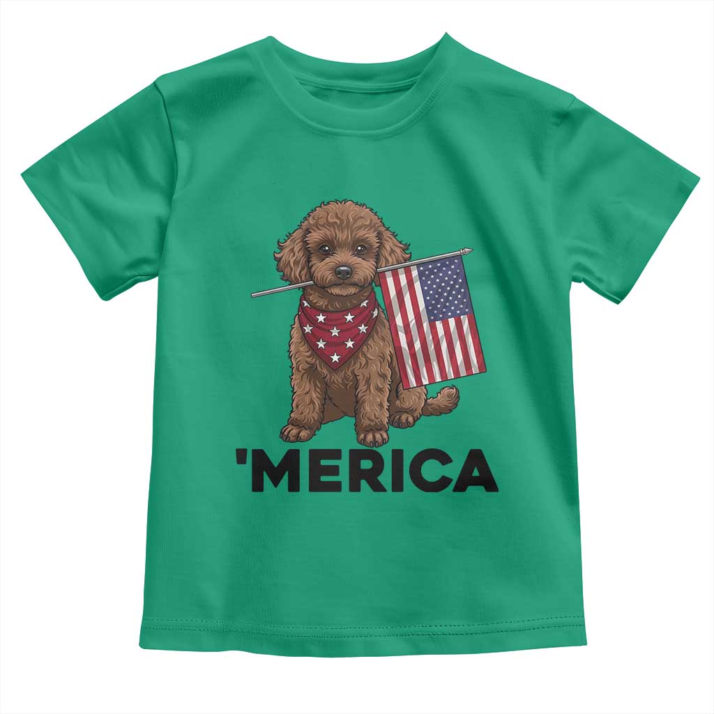 Patriotic Poodle Mom Dad Gift Toddler T Shirt Merica 4th Of July