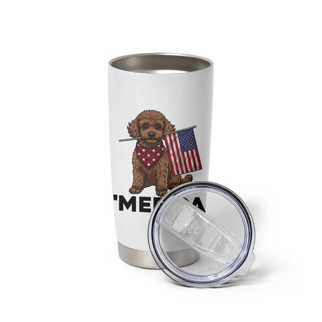 Patriotic Poodle Mom Dad Gift Tumbler Cup Merica 4th Of July