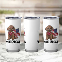 Patriotic Poodle Mom Dad Gift Tumbler Cup Merica 4th Of July