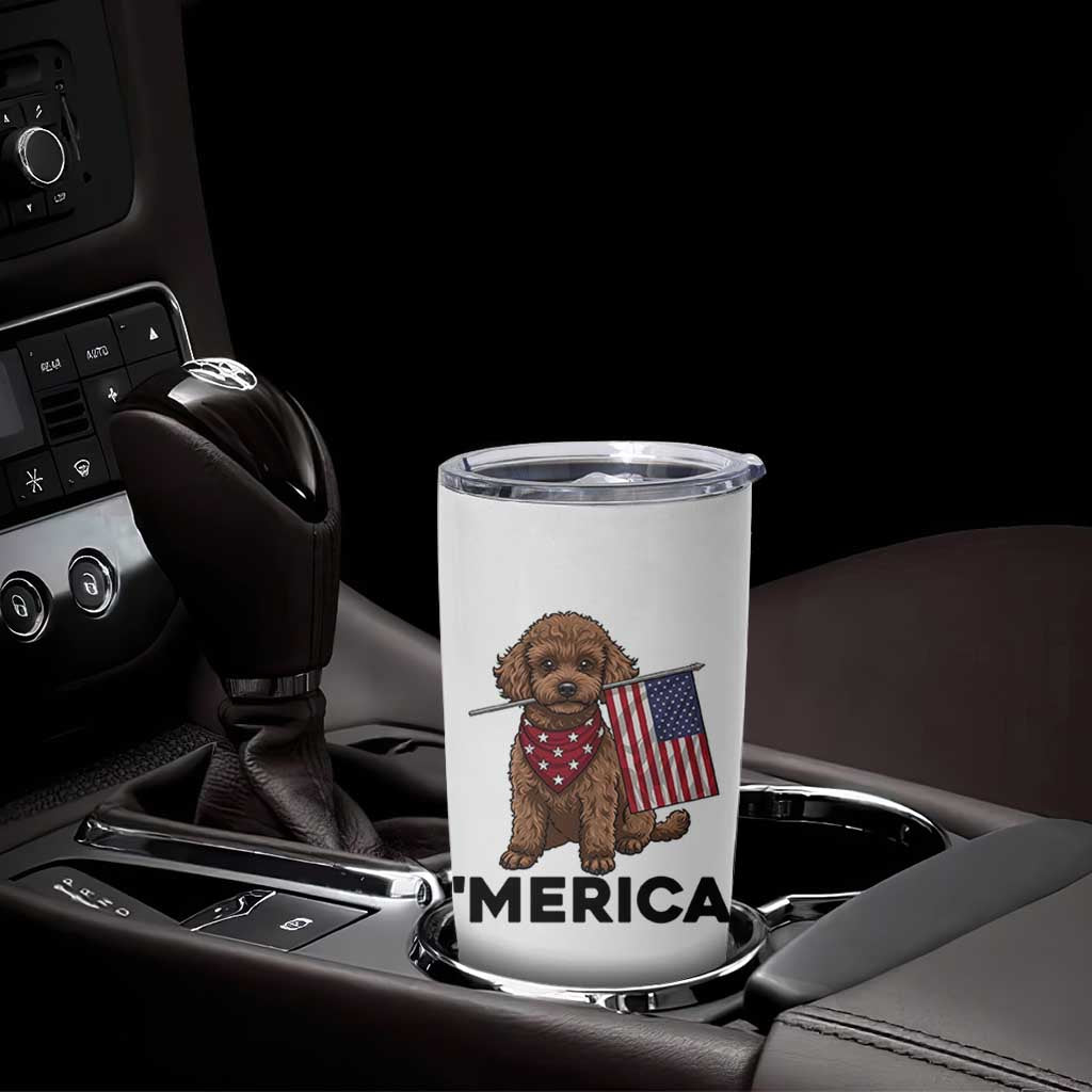 Patriotic Poodle Mom Dad Gift Tumbler Cup Merica 4th Of July