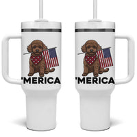Patriotic Poodle Mom Dad Gift Tumbler With Handle Merica 4th Of July
