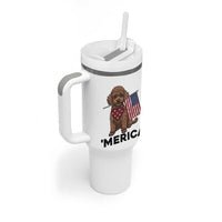 Patriotic Poodle Mom Dad Gift Tumbler With Handle Merica 4th Of July