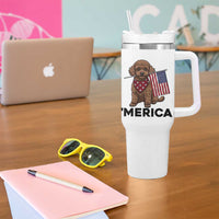 Patriotic Poodle Mom Dad Gift Tumbler With Handle Merica 4th Of July