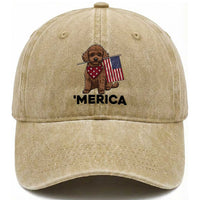 Patriotic Poodle Mom Dad Gift Washed Cotton Baseball Cap Merica 4th Of July
