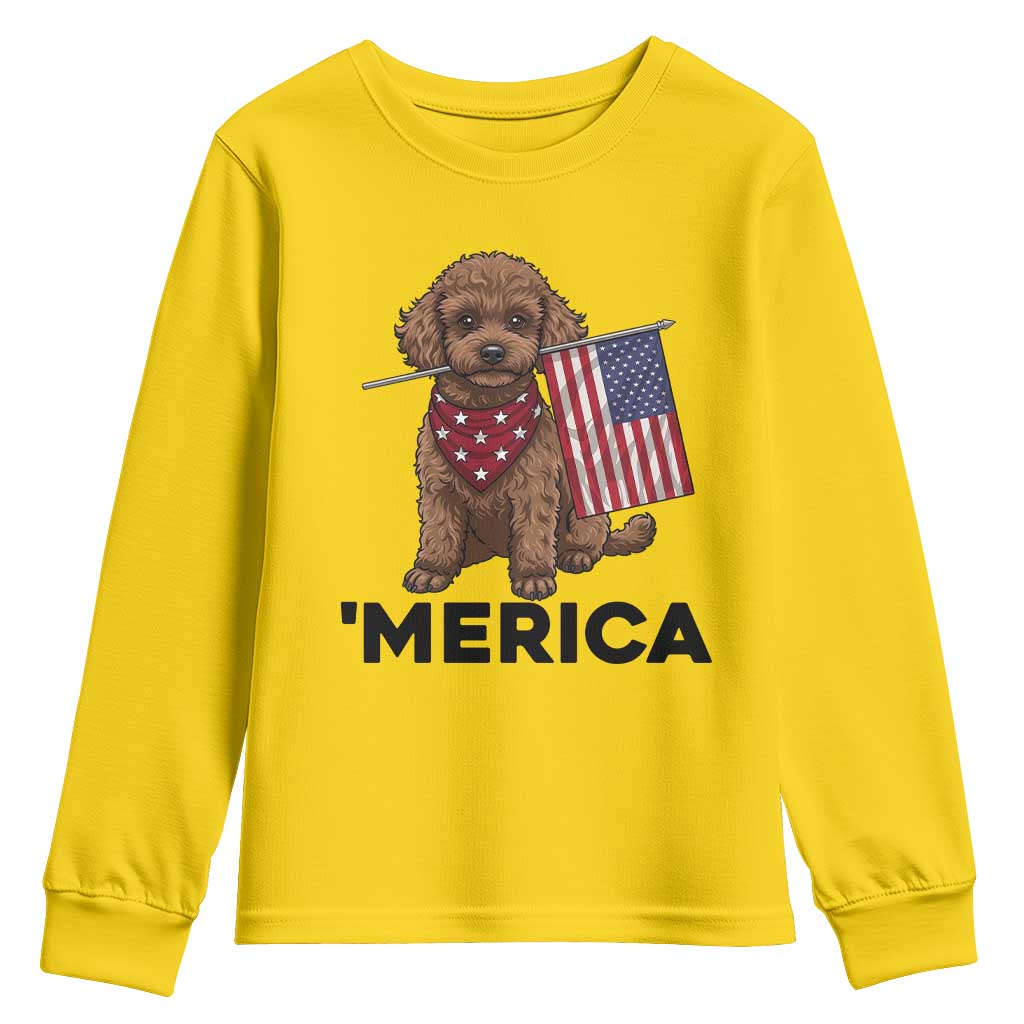 Patriotic Poodle Mom Dad Gift Youth Sweatshirt Merica 4th Of July