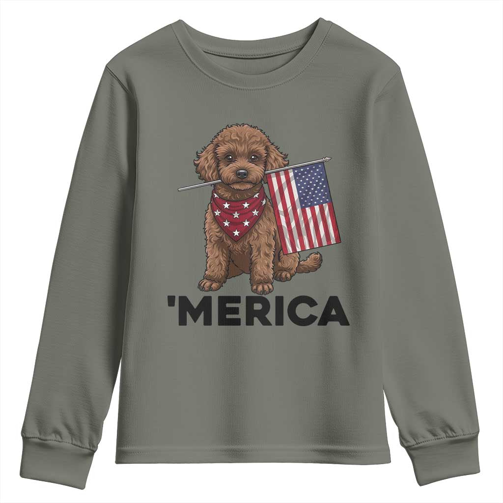 Patriotic Poodle Mom Dad Gift Youth Sweatshirt Merica 4th Of July