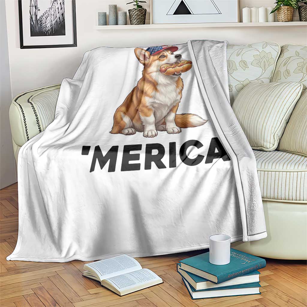 Funny Merica Corgi Lover 4th Of July Throw Blanket Patriotic Dog Gift