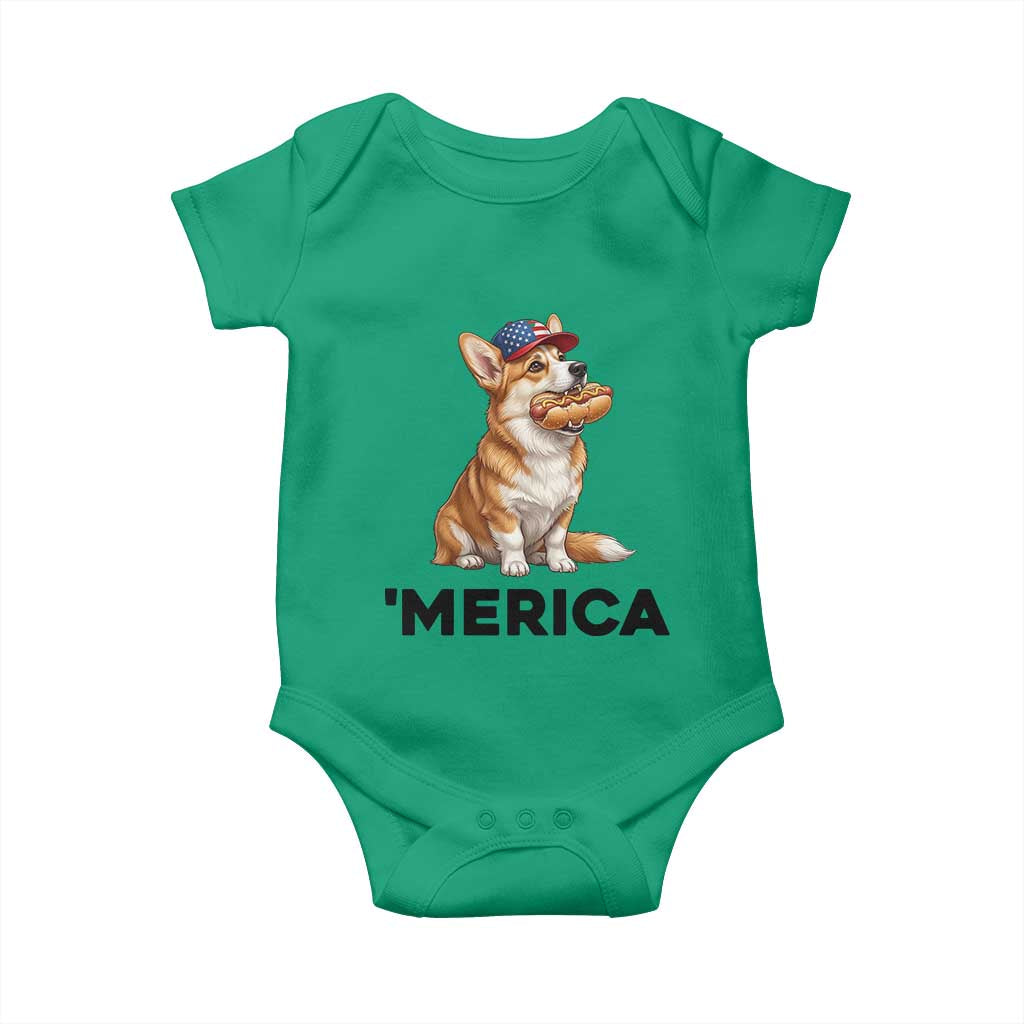 Funny Merica Corgi Lover 4th Of July Baby Onesie Patriotic Dog Gift