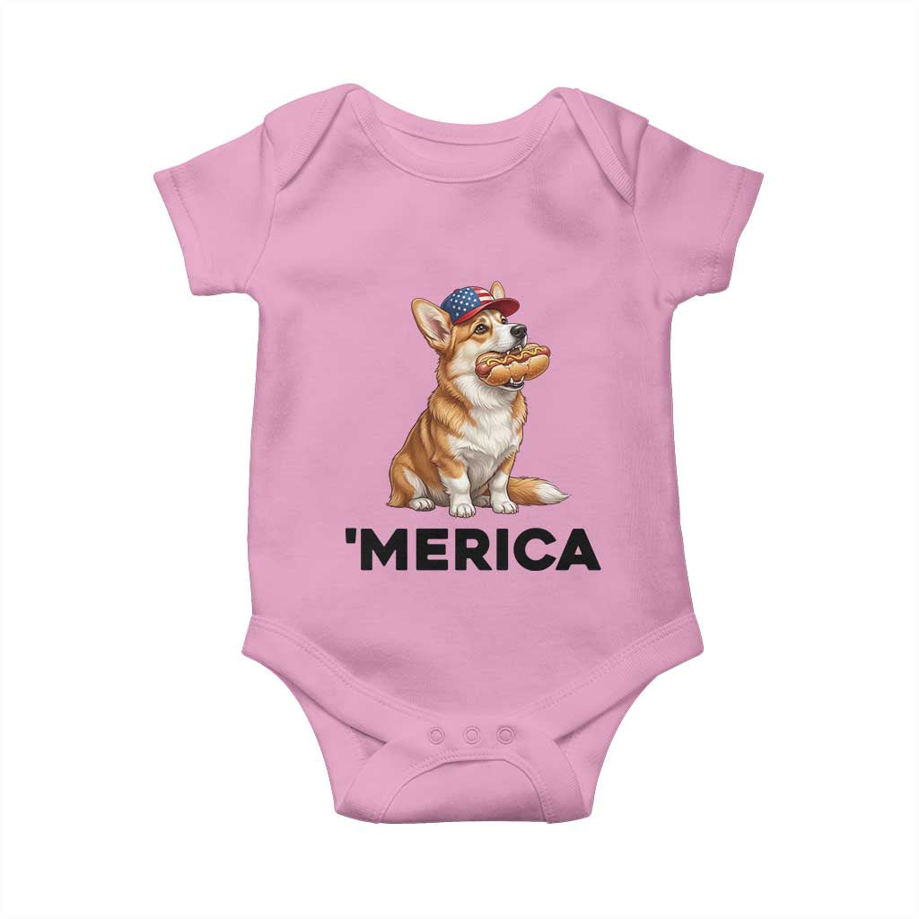 Funny Merica Corgi Lover 4th Of July Baby Onesie Patriotic Dog Gift