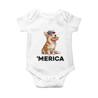 Funny Merica Corgi Lover 4th Of July Baby Onesie Patriotic Dog Gift