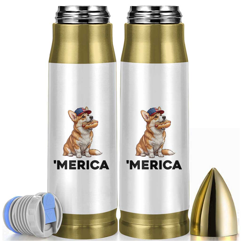 Funny Merica Corgi Lover 4th Of July Bullet Tumbler Patriotic Dog Gift