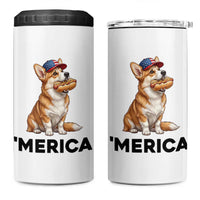 Funny Merica Corgi Lover 4th Of July 4 in 1 Can Cooler Tumbler Patriotic Dog Gift