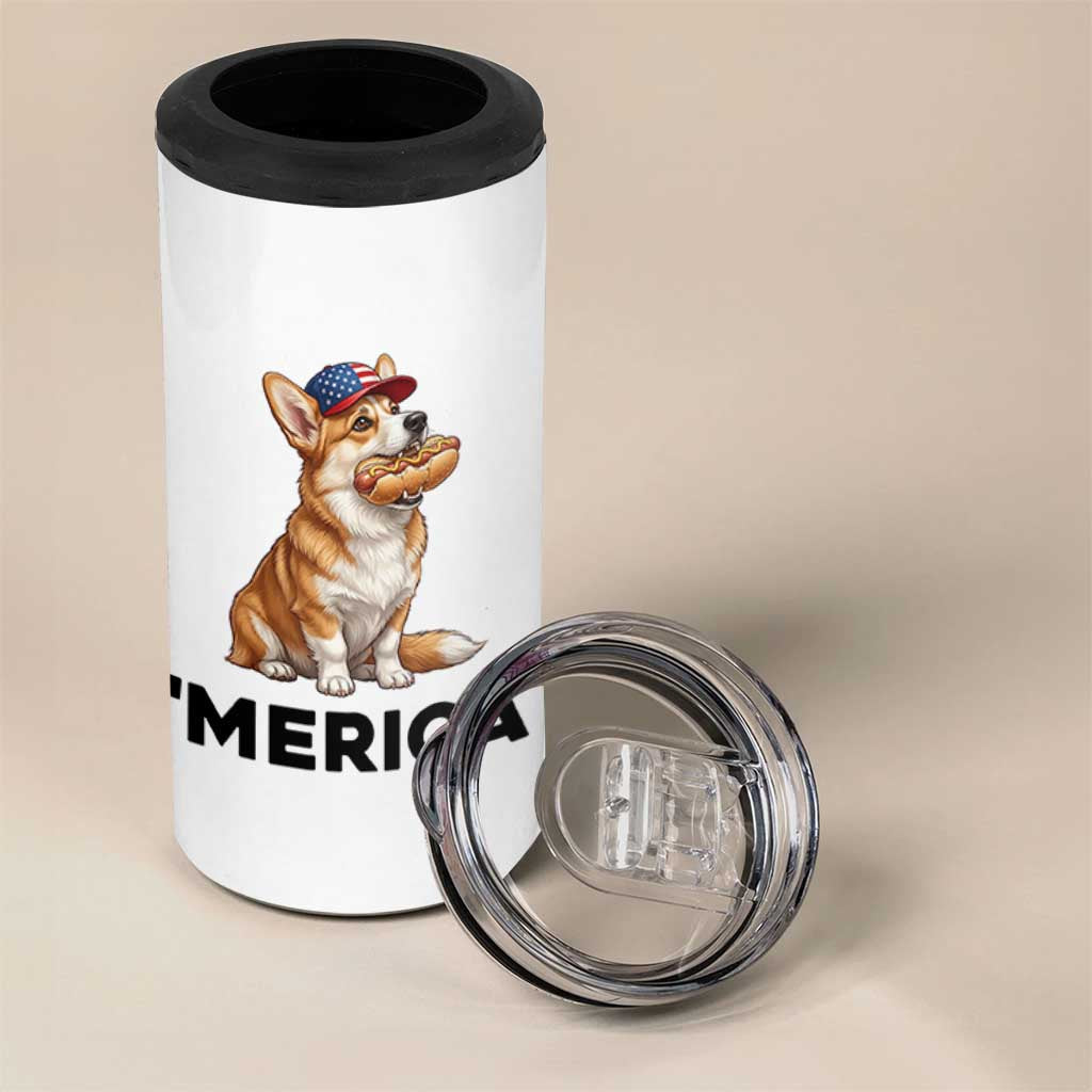 Funny Merica Corgi Lover 4th Of July 4 in 1 Can Cooler Tumbler Patriotic Dog Gift