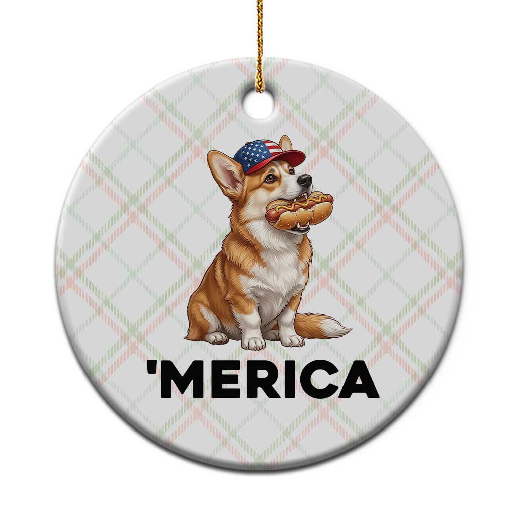 Funny Merica Corgi Lover 4th Of July Ceramic Ornament Patriotic Dog Gift
