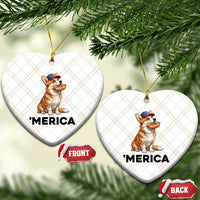 Funny Merica Corgi Lover 4th Of July Ceramic Ornament Patriotic Dog Gift