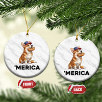 Funny Merica Corgi Lover 4th Of July Ceramic Ornament Patriotic Dog Gift