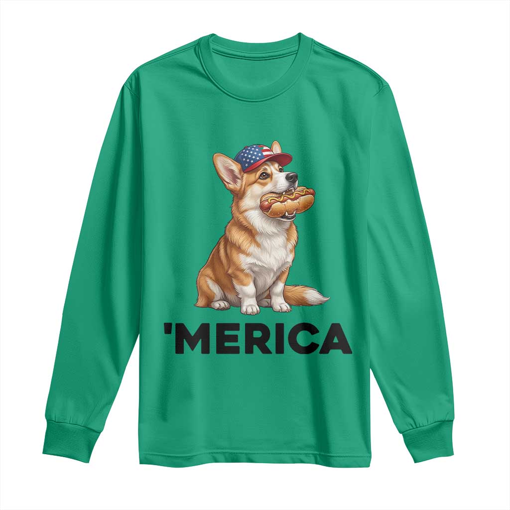 Funny Merica Corgi Lover 4th Of July Long Sleeve Shirt Patriotic Dog Gift