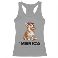 Funny Merica Corgi Lover 4th Of July Racerback Tank Top Patriotic Dog Gift
