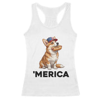 Funny Merica Corgi Lover 4th Of July Racerback Tank Top Patriotic Dog Gift