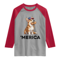 Funny Merica Corgi Lover 4th Of July Raglan Shirt Patriotic Dog Gift