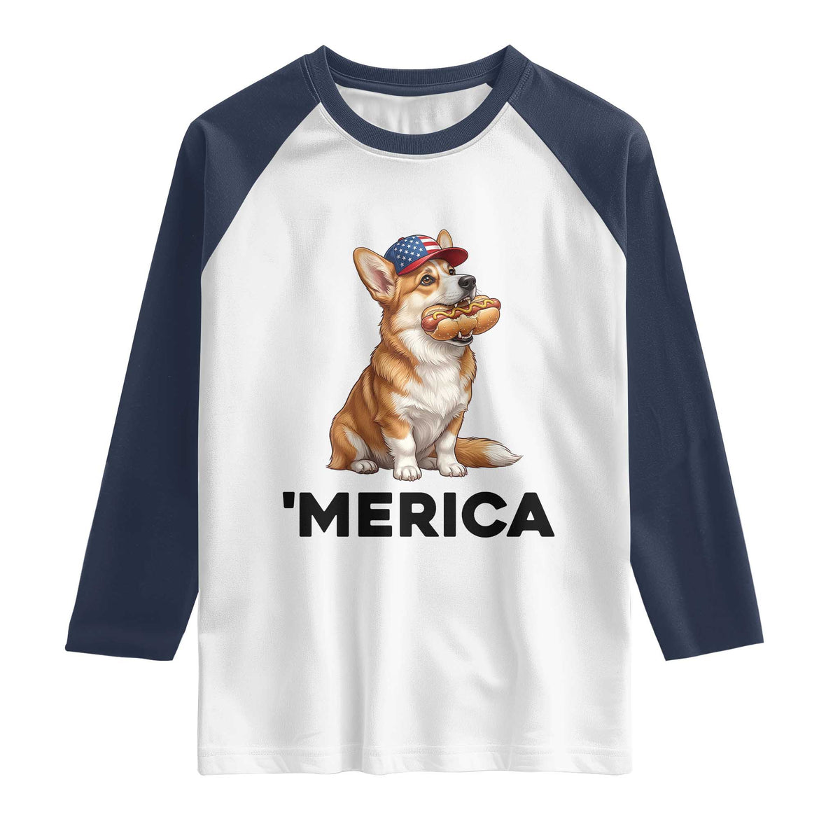 Funny Merica Corgi Lover 4th Of July Raglan Shirt Patriotic Dog Gift