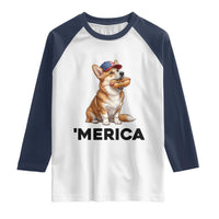 Funny Merica Corgi Lover 4th Of July Raglan Shirt Patriotic Dog Gift