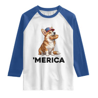 Funny Merica Corgi Lover 4th Of July Raglan Shirt Patriotic Dog Gift
