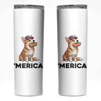 Funny Merica Corgi Lover 4th Of July Skinny Tumbler Patriotic Dog Gift