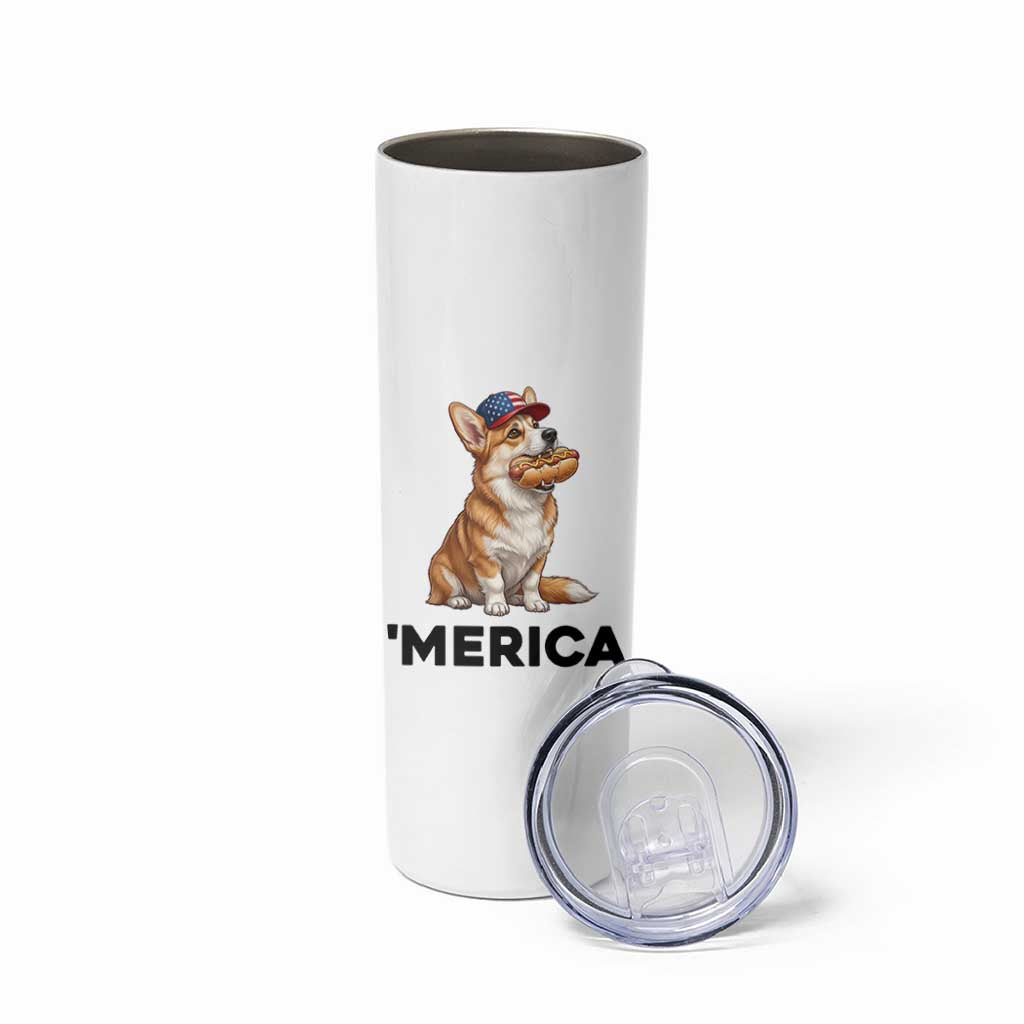 Funny Merica Corgi Lover 4th Of July Skinny Tumbler Patriotic Dog Gift
