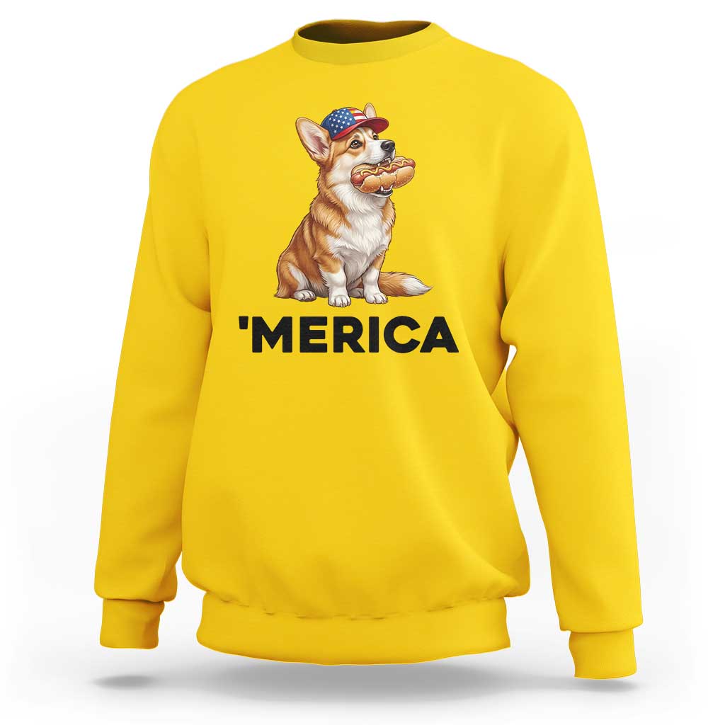 Funny Merica Corgi Lover 4th Of July Sweatshirt Patriotic Dog Gift
