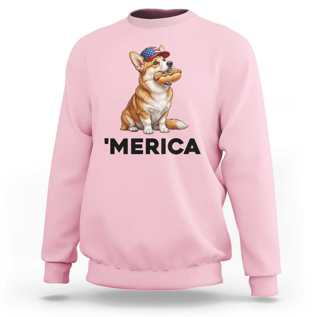 Funny Merica Corgi Lover 4th Of July Sweatshirt Patriotic Dog Gift