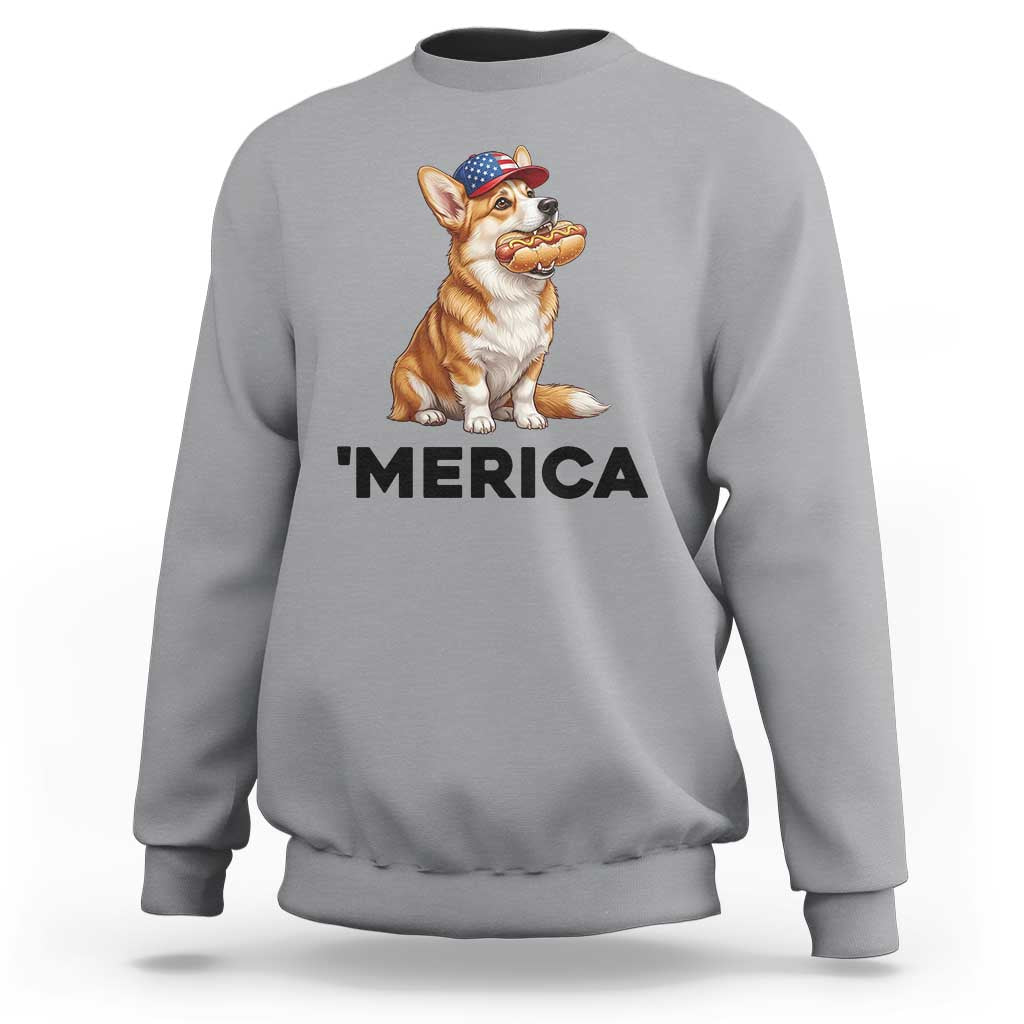 Funny Merica Corgi Lover 4th Of July Sweatshirt Patriotic Dog Gift