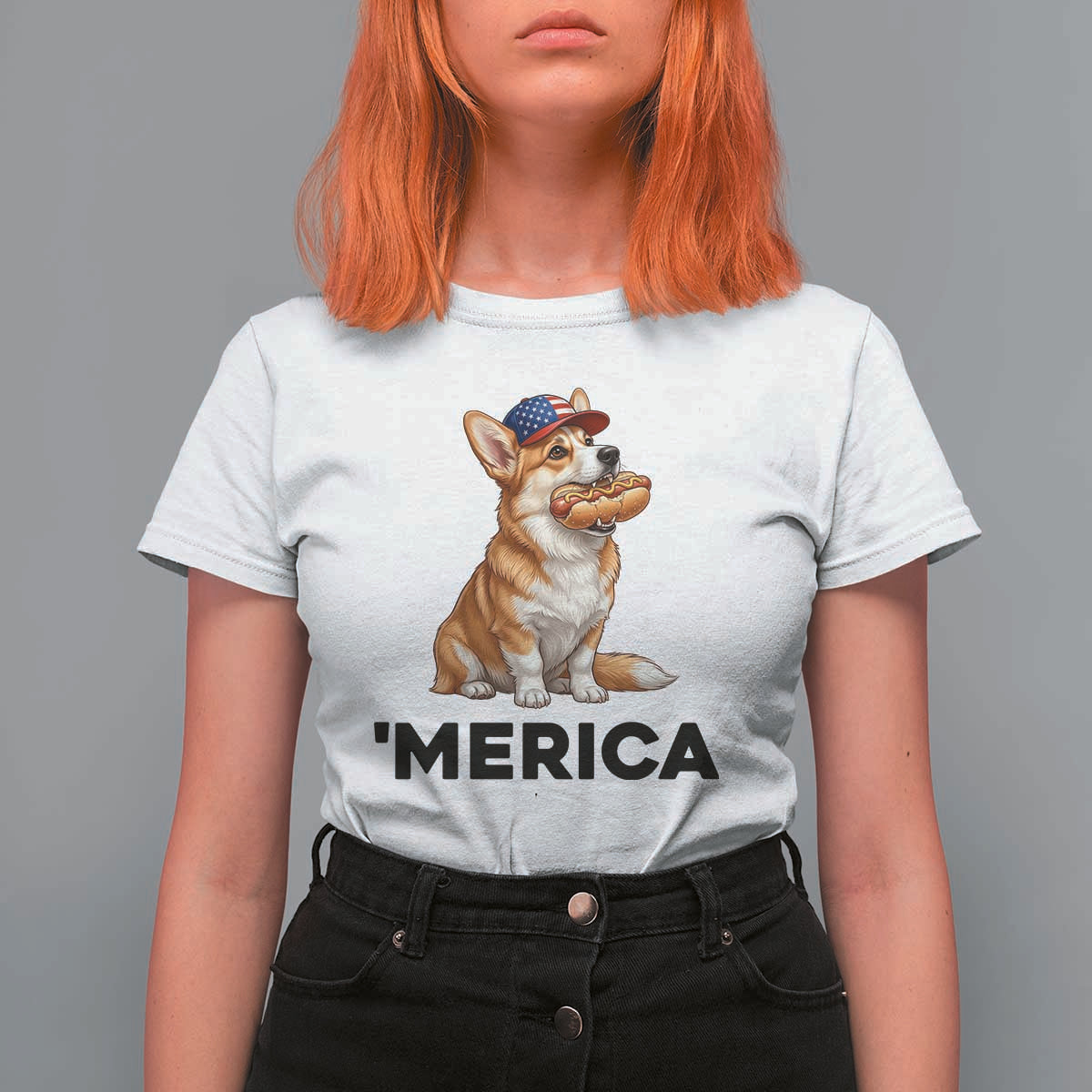 Funny Merica Corgi Lover 4th Of July T Shirt For Women Patriotic Dog Gift