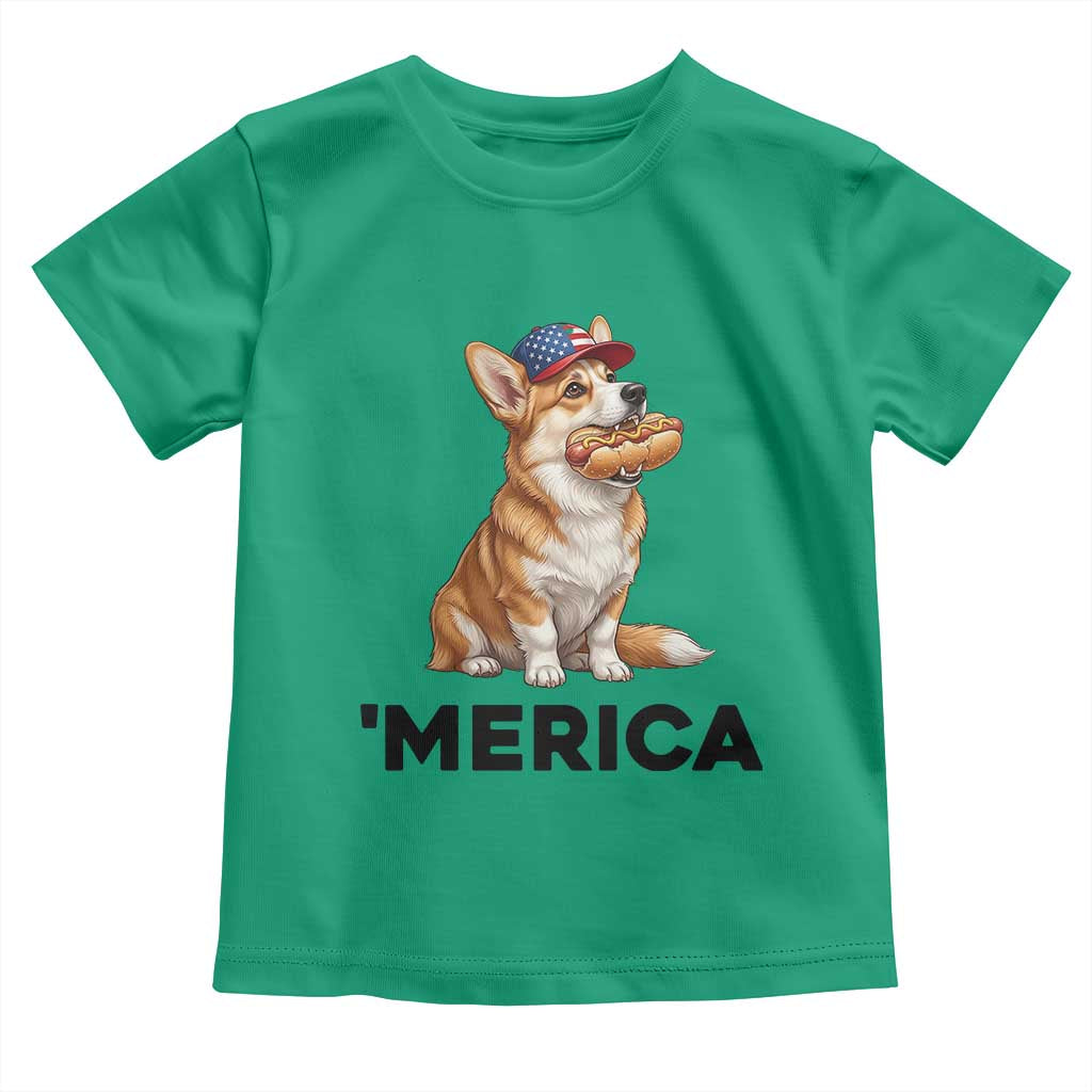 Funny Merica Corgi Lover 4th Of July Toddler T Shirt Patriotic Dog Gift